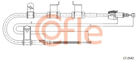 Трос ручного гальма зад. Gets 5doors 03- Л. (барабан/крім CRDi) (1610/1363) COFLE 172542