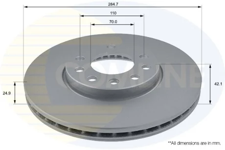Comline - Диск гальмівний вентильований з покриттям COMLINE ADC1108V