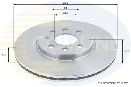 Comline - Диск гальмівний вентильований з покриттям COMLINE ADC1131V