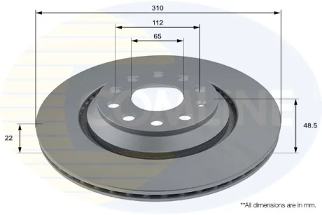 Comline - Диск гальмівний вентильований з покриттям COMLINE ADC1493V