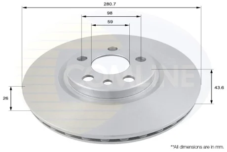 Comline - Диск гальмівний вентильований з покриттям COMLINE ADC1522V