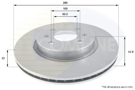 Comline - Диск гальмівний вентильований з покриттям COMLINE ADC2405V