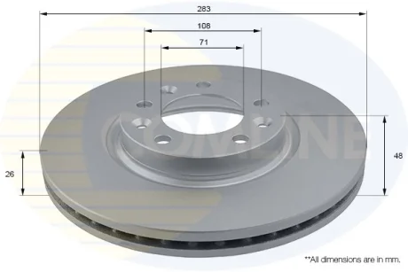 Comline - Диск гальмівний вентильований з покриттям COMLINE ADC2710V