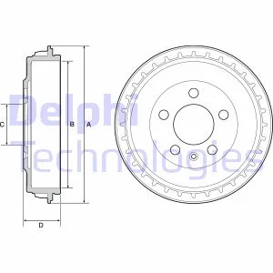 Гальмівний барабан задн SEAT ARONA, IBIZA V SKODA FABIA IV VW POLO VI 1.0-1.6D 01.17- DELPHI BF563