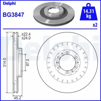 Тормозной диск DELPHI BG3847