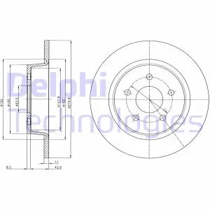 Гальмівний диск зад. C-Max II 10-/Kuga II 12-/Connect 13- (280x51mm) DELPHI BG4533C