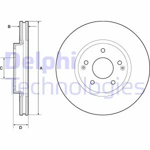 DB гальмівний диск передній SANGYONG ACTYON II 10/12-,KORANDO 11/10- DELPHI BG4809C