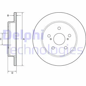 Комплект гальмівних дисків (2 шт) задн Лів/Прав LEXUS ES, NX, UX TOYOTA C-HR, CAMRY, COROLLA CROSS, PRIUS, RAV 4 V, YARIS CROSS 1.2-3.5 07.14- DELPHI BG4928C