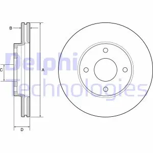 Комплект гальмівних дисків (2 шт) передн лів/прав FORD FIESTA VII 1.0-1.5D 05.17- DELPHI BG4953C