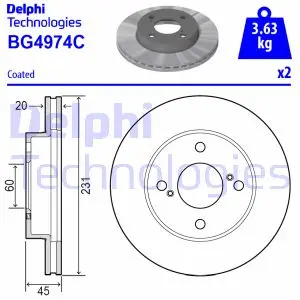 Гальмівний диск передн DELPHI BG4974C