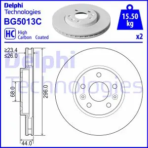 RENAULT Гальмівний диск передн. MEGANE 1.6 16-, TALISMAN 1.6 15- DELPHI BG5013C