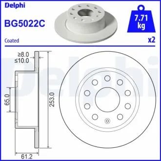 Гальмівний диск DELPHI BG5022C