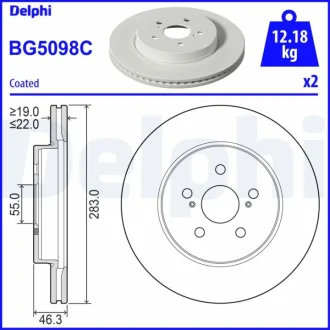 Тормозной диск DELPHI BG5098C
