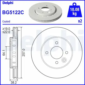 Гальмівний диск передн. 3 CROSS DELPHI BG5122C