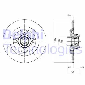 Гальмівний диск з підшипником DELPHI BG9025RS