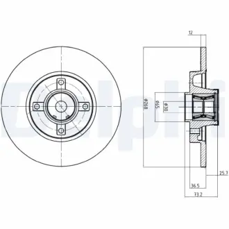 Тормозной диск DELPHI BG9053RS