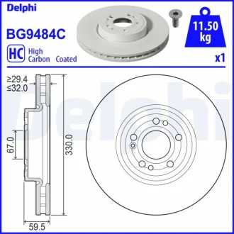 Тормозной диск DELPHI BG9484C