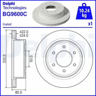 Диск гальмівний DELPHI BG9600C