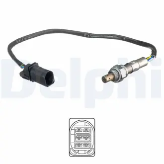 Лямбда-зонд (кількість дротів 6, 330мм) SEAT CORDOBA, IBIZA III SKODA FABIA I, FABIA I PRAKTIK VW POLO IV 1.4 10.99-04.12 DELPHI ES2113212B1