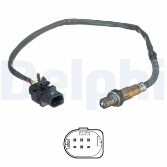Лямбда-зонд (кількість дротів 5, 630мм) FORD FOCUS III, FOCUS III/HATCHBACK, GALAXY II, GALAXY MK II, GRAND C-MAX, KUGA I, KUGA II, MONDEO IV, S-MAX 2.0D 05.06-12.19 DELPHI ES2113612B1