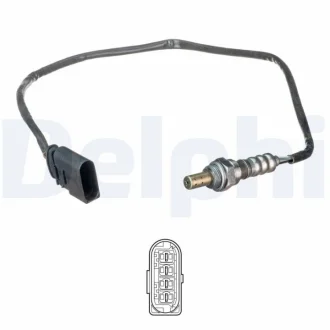 Лямбда-зонд (кількість дротів 4, 605мм) SEAT IBIZA III SKODA FABIA I, FABIA I PRAKTIK, FABIA II VW FOX, POLO IV 1.2/1.2LPG 07.01-12.14 DELPHI ES2114112B1