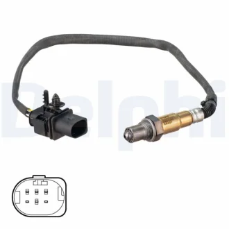 Лямбда-зонд (кількість дротів 5, 425мм) HYUNDAI ACCENT III, ELANTRA IV, GETZ, I10 I, I30 KIA CEE\'D, CERATO I, PICANTO I, PRO CEE\'D, RIO II 1.1D/1.5D/1.6D 03.05-12.15 DELPHI ES2135512B1