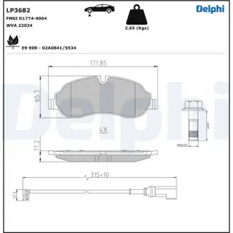 Гальмівні колодки, дискові DELPHI LP3682