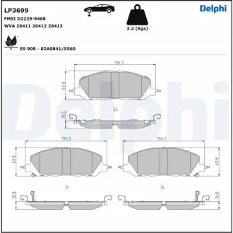 Колодки гальмівні дискові (комплект 4 шт) DELPHI LP3699