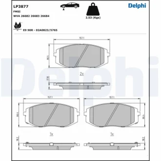 Комплект гальмівних колодок передн, HYUNDAI STARIA 1.6H/2.2D 01.21- DELPHI LP3877