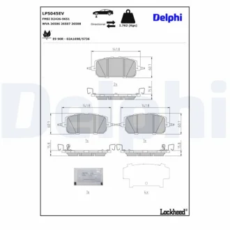 Комплект гальмівних колодок передн ((EN) for electric vehicles), MAZDA MX-30 0.8H/Electric 05.20- DELPHI LP5045EV