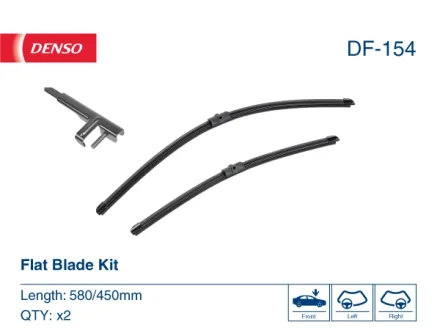 Щітка склоочисника безкаркасна передн (2шт) Flat Blades 580/450мм ALFA ROMEO 159, BRERA, SPIDER 06.05-12.12 DENSO DF154