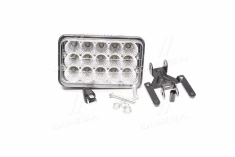 Фара LED прямокутна 45W. 15 ламп. 110 - 170мм. широкий промінь ДК DK DKB245WAFL