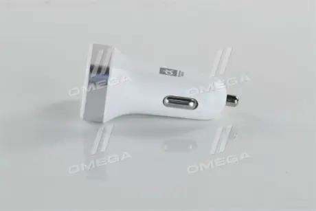 Автомобільний зарядний пристрій 2USB (12 - 24V - 5V 2.4A). LED Display. біле ДК DK DKCT04W