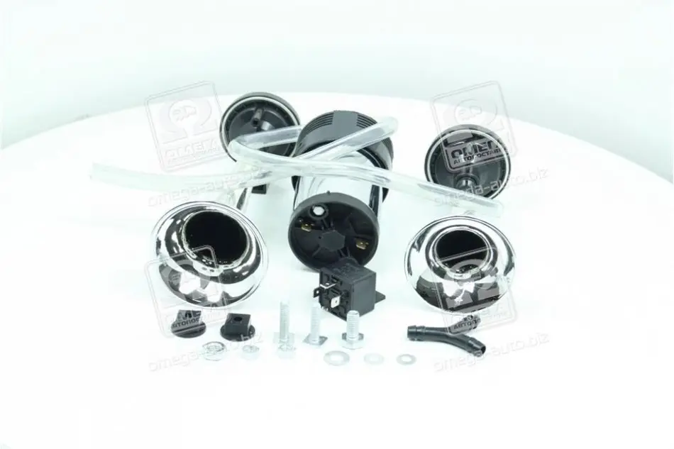 Сигнал дудка с компрессором 2шт хром 165/215мм 12V <ДК> DK SLA1014C (фото 1)