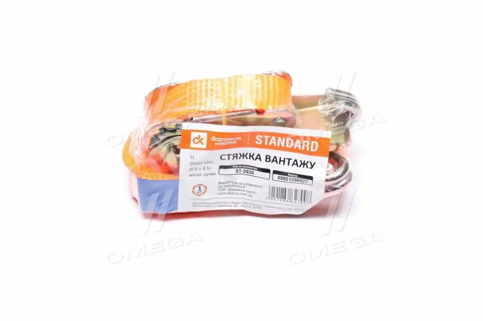 Стяжка вантажу. 1t. 25mm.x5m. (0.5 + 4.5) метал. ручка STANDARD DK ST-3938 (фото 1)