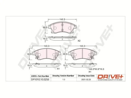 DP1010.10.0258 Drive+ - Гальмівні колодки до дисків DRIVE+ DP1010100258