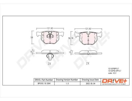 DP1010.10.0341 Drive+ - Гальмівні колодки до дисків DRIVE+ DP1010100341