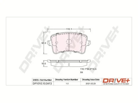 DP1010.10.0413 Drive+ - Гальмівні колодки до дисків DRIVE+ DP1010100413