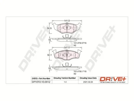 DP1010.10.0812 Drive+ - Гальмівні колодки до дисків DRIVE+ DP1010100812