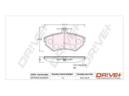 DP1010.10.0819 Drive+ - Гальмівні колодки до дисків DRIVE+ DP1010100819