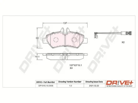 DP1010.10.0906 Drive+ - Гальмівні колодки до дисків DRIVE+ DP1010100906