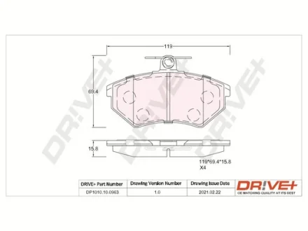 DP1010.10.0963 Drive+ - Гальмівні колодки до дисків DRIVE+ DP1010100963