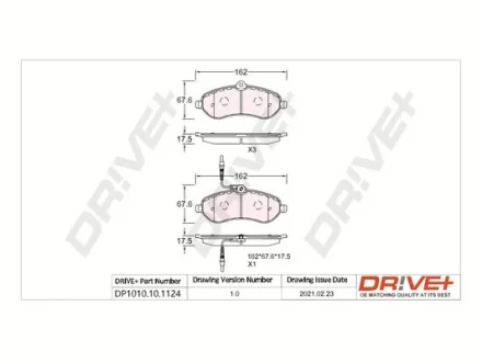 DP1010.10.1124 Drive+ - Гальмівні колодки до дисків DRIVE+ DP1010101124