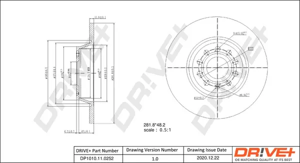 DP1010.11.0252 Drive+ - Гальмівний диск DRIVE+ DP1010110252 (фото 1)