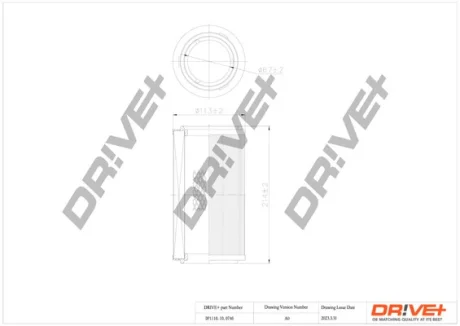 DP1110.10.0746 Drive+ Фільтр повітря (аналог WA6565) DRIVE+ DP1110100746