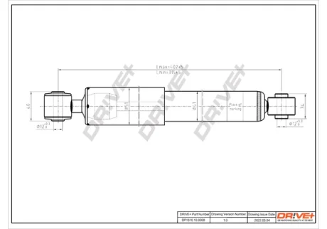 DP1610.10.0008 Drive+ Амортизатор (задній) Renault Kangoo 97-07 (Газ) DRIVE+ DP1610100008