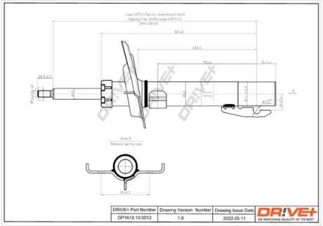 DP1610.10.0012 Drive+ Амортизатор (передній) Renault Scenic 03- (Газ) DRIVE+ DP1610100012