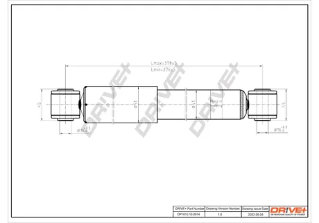 DP1610.10.0014 Drive+ Амортизатор (задній) Citroen Berlingo/Peugeot Partner 96-08 (Газ) DRIVE+ DP1610100014