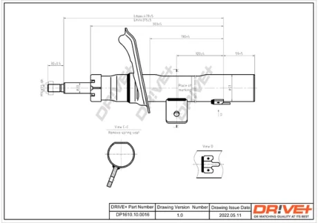 DP1610.10.0016 Drive+ Амортизатор (передній) Citroen Berlingo/Peugeot Partner 02- (R) (Газ) DRIVE+ DP1610100016