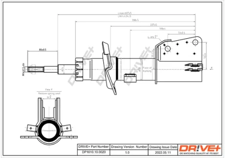 DP1610.10.0020 Drive+ Амортизатор (передній) Renault Trafic 01- (Газ) DRIVE+ DP1610100020